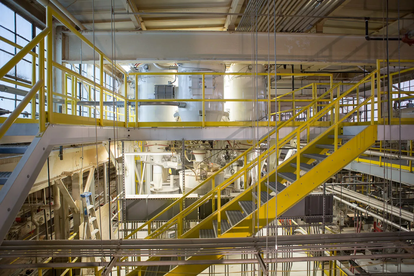 Stairs inside a warehouse